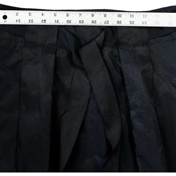 Banana Republic Mini Skirt Black Belted pleats Size 4 Lined Zip Pockets A-line - Picture 7 of 7